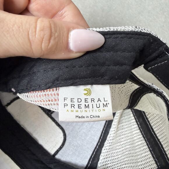 Federal Ammunition Printed Baseball Cap Black White Cotton Blend Hat Adult Size - Picture 4 of 7